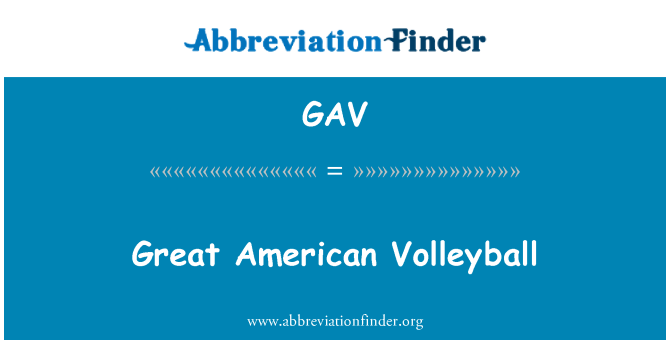 GAV: Nagy amerikai röplabda