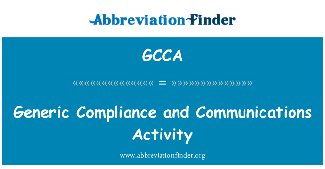 GCCA: Conformità generico e attività di comunicazione