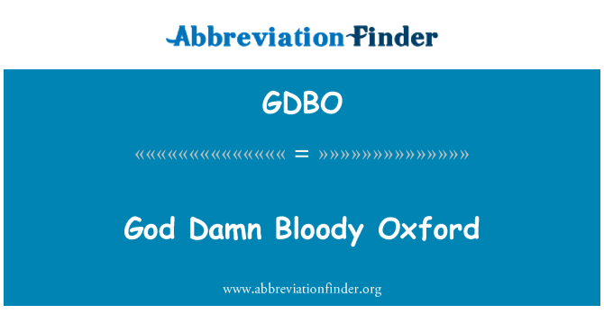 GDBO: Ο Θεός καταραμένο αιματηρή Οξφόρδης