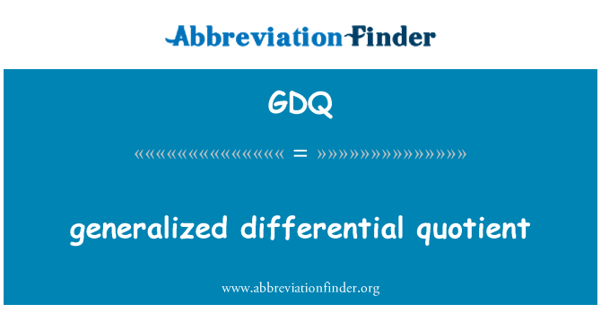 GDQ: Генерализирана диференциално коефициент