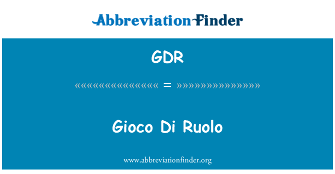 GDR: Gioco Di Ruolo