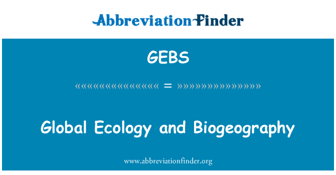 GEBS: Global Ecology in biogeografije