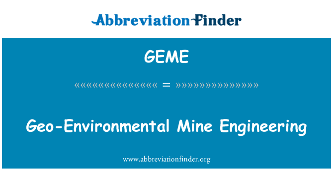 GEME: Miniera di ingegneria geo-ambientale