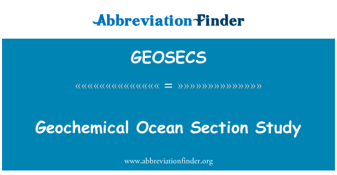 GEOSECS: Geochemické oceánu sekce studium