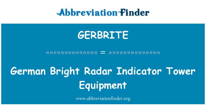 GERBRITE: Deutschen Bright Radar Indikator Tower-Ausrüstung