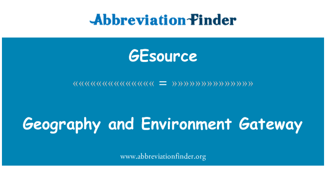 GEsource: Geography and Environment Gateway