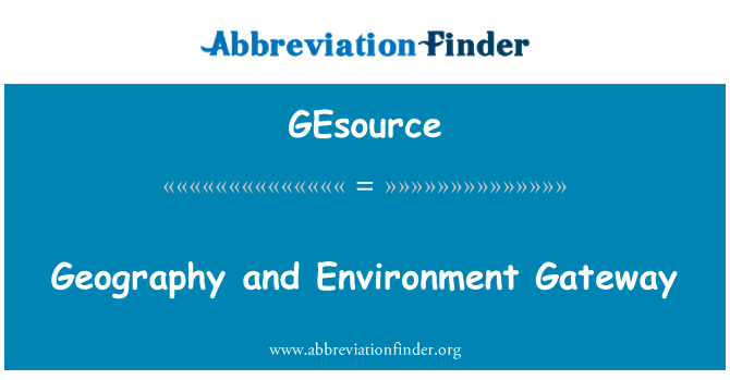 GEsource: Geografie a prostředí Gateway