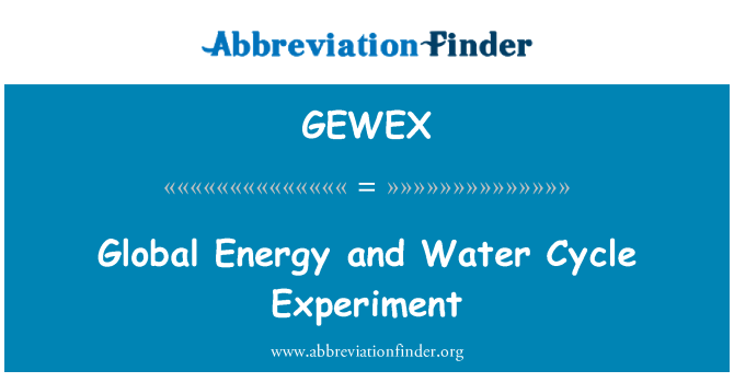 GEWEX: Global Energy and Water Cycle Experiment