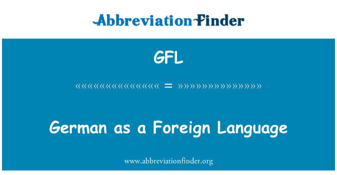 GFL: ایک غیر ملکی زبان کے طور پر جرمن
