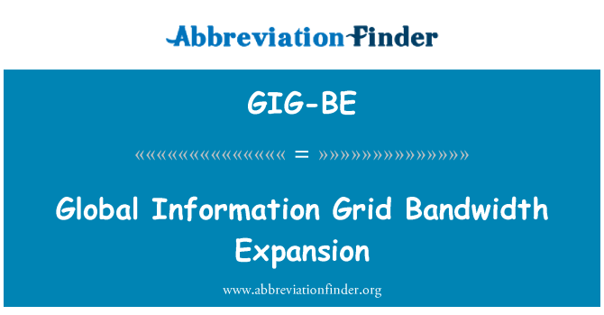 GIG-BE: Οι καθολικές πληροφορίες πλέγμα εύρος ζώνης επέκταση