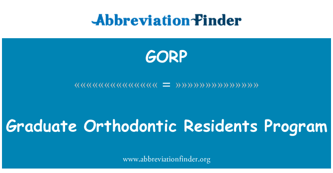 GORP: Il-programm residenti postgraduate Orthodontic