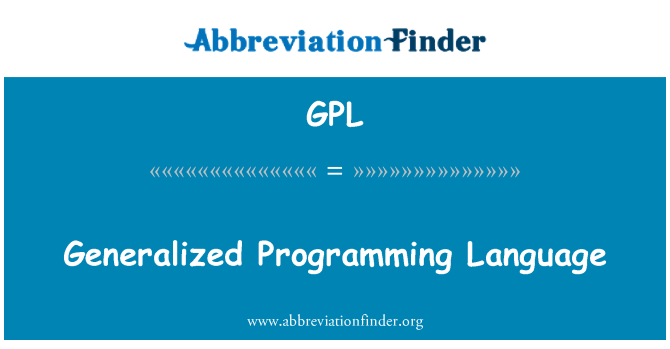 GPL: 广义的编程语言