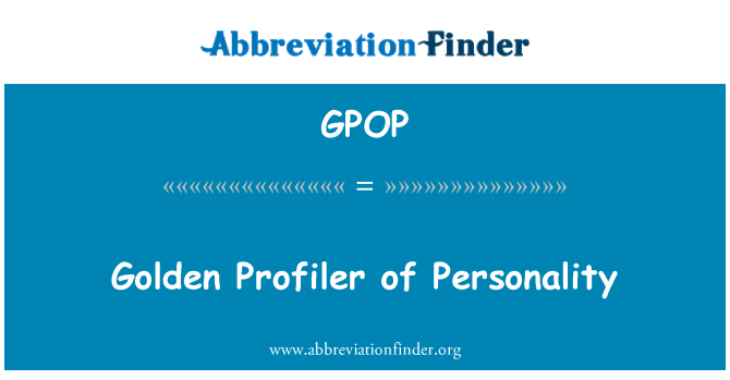 GPOP: Profiler euraid personoliaeth