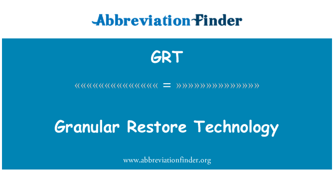 GRT: Granular Restore Technology