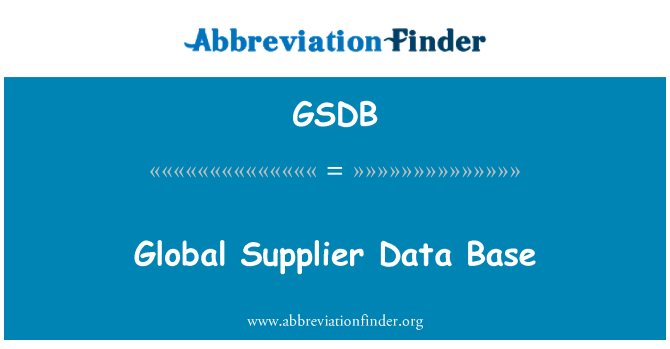 GSDB: Globálny dodávateľ údajovú základňu