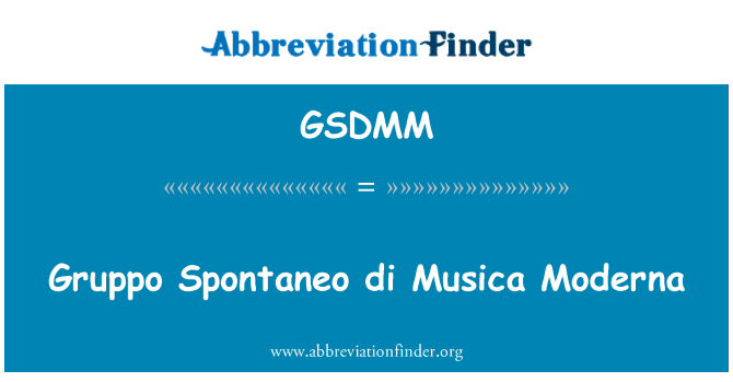 GSDMM: Gruppo Spontaneo di Musica Moderna