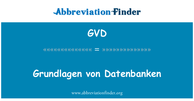 GVD: Grundlagen von Datenbanken
