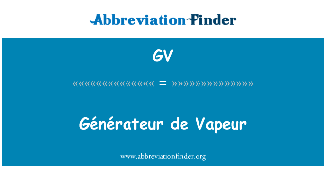 GV: Générateur de Vapeur