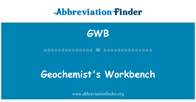 GWB: Workbench tal-geochemist