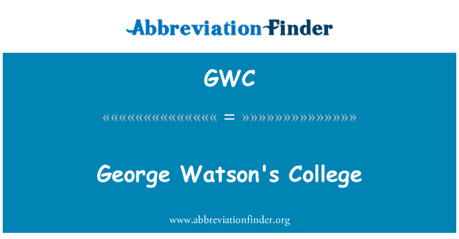 GWC: Coleg George Watson