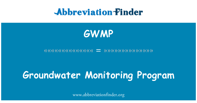 GWMP: Groundwater Monitoring Program