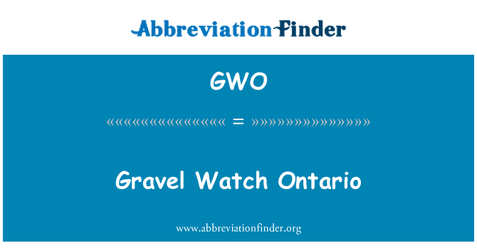 GWO: Grus Watch Ontario
