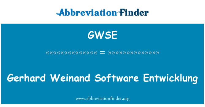 GWSE: Gerhard Weinand Software Entwicklung