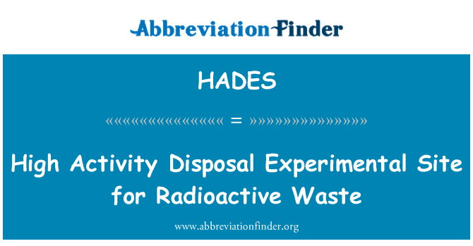 HADES: Aktiviti tinggi tapak eksperimen pelupusan untuk sisa radioaktif