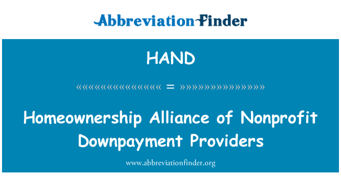 HAND: Kar amacı gütmeyen Downpayment sağlayıcıları homeownership İttifak