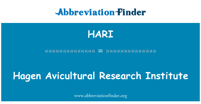 HARI: Metodu Hagen Avicultural Istitut tar-riċerka