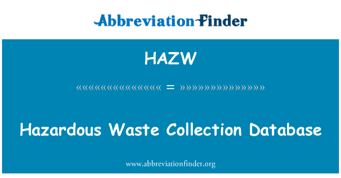 HAZW: Base de données de collecte des déchets dangereux