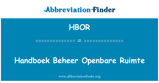 HBOR: Handboek Beheer Openbare Ruimte