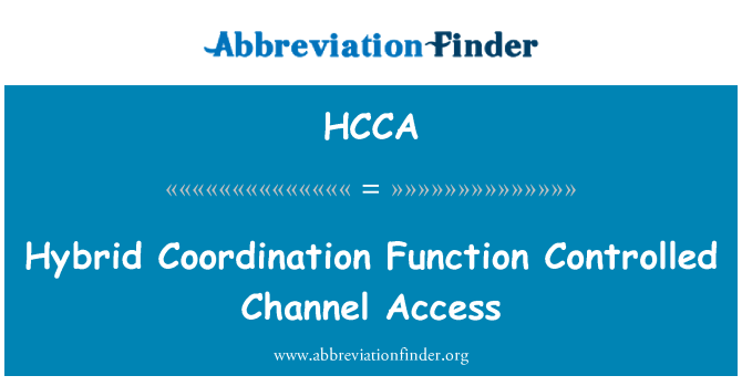 HCCA: Hybrid Coordination Function Controlled Channel Access