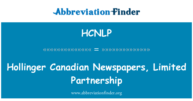 HCNLP: Associazione canadese di Hollinger quotidiani, limitata