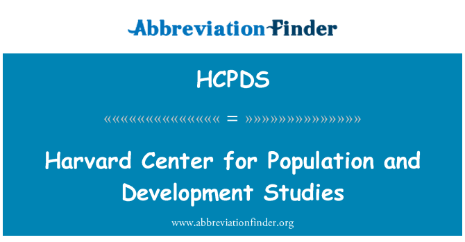 HCPDS: Harvard Center pro populaci a rozvojové studie