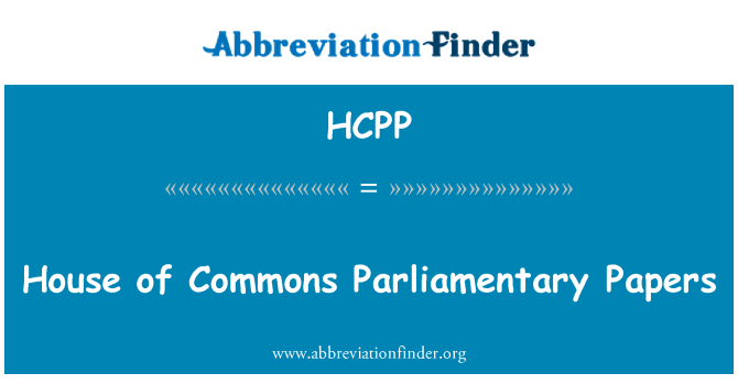 HCPP: House of Commons parlamentarni dokumenti