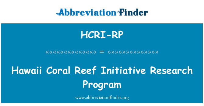 HCRI-RP: Hawaii mercan kayalığı girişimi araştırma programı