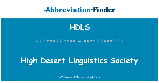 HDLS: Desierto de la alta sociedad de lingüística