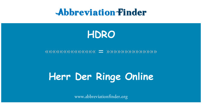 HDRO: Herr Der Ringe sou liy