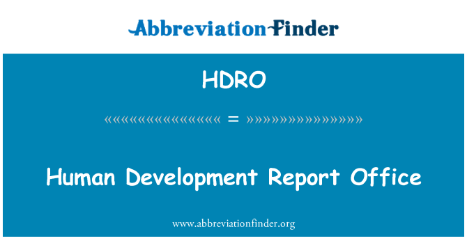 HDRO: Menschlicher Entwicklung Report Office