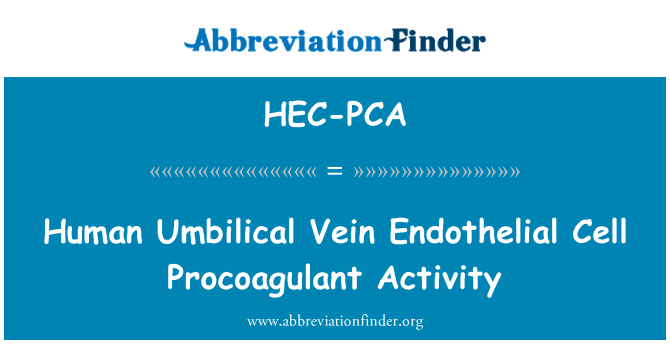 HEC-PCA: Activitatea de procoagulante umane venei ombilicale celule endoteliale