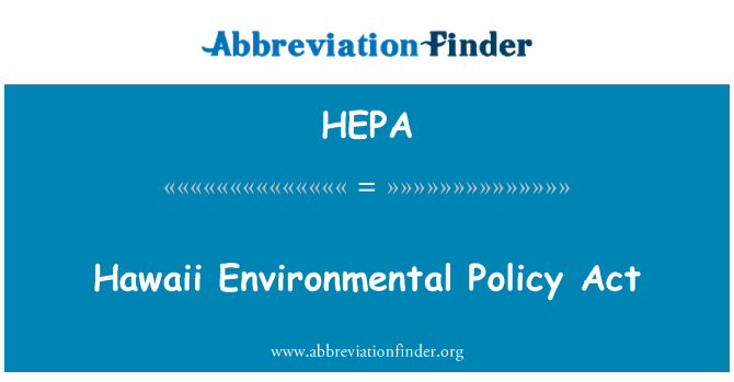 HEPA: Hawaii politik anviwònman Sur