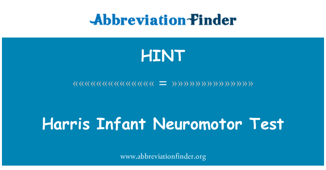 HINT: 해리스 유아 Neuromotor 테스트