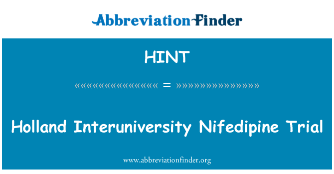 HINT: Holland Interuniversitaire Nifedipine jijman