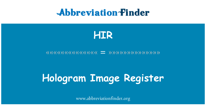 HIR: Registro di immagine di ologramma