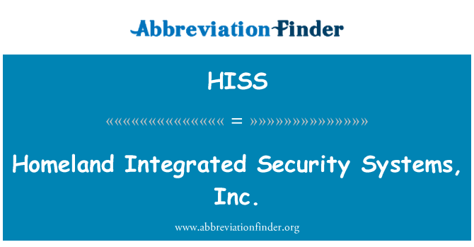 HISS: Homeland Security Systems, Inc. integrált