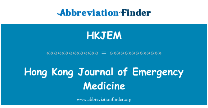 HKJEM: Hong Kong-Journal der Notfallmedizin