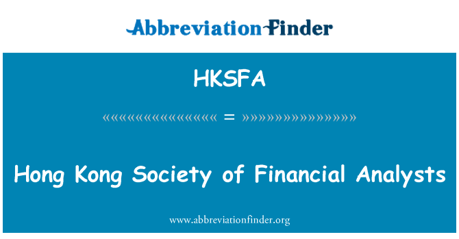 HKSFA: Hong Kong Society of Financial Analysts