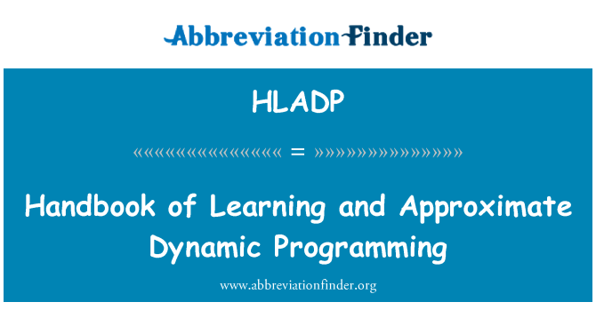 HLADP: Håndbog i læring og omtrentlige dynamisk programmering