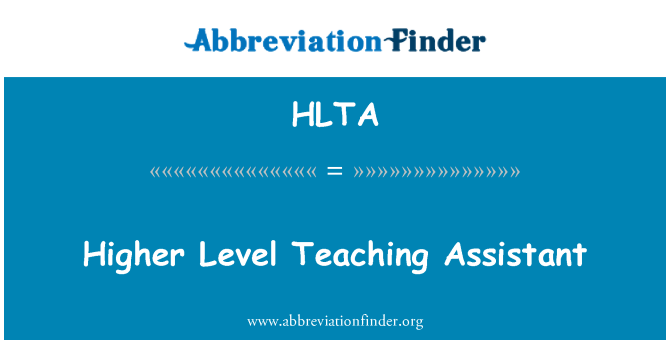 HLTA: Higher Level Teaching Assistant